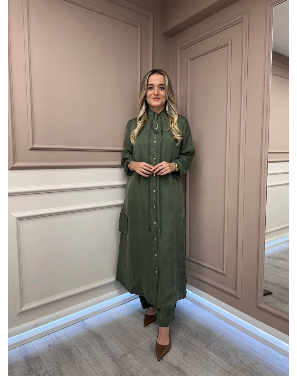 Lissmore 5956 Haki Fermuar Detaylı Kap