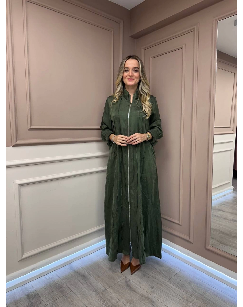 Lissmore 5994 Haki Fermuarlı Elbise