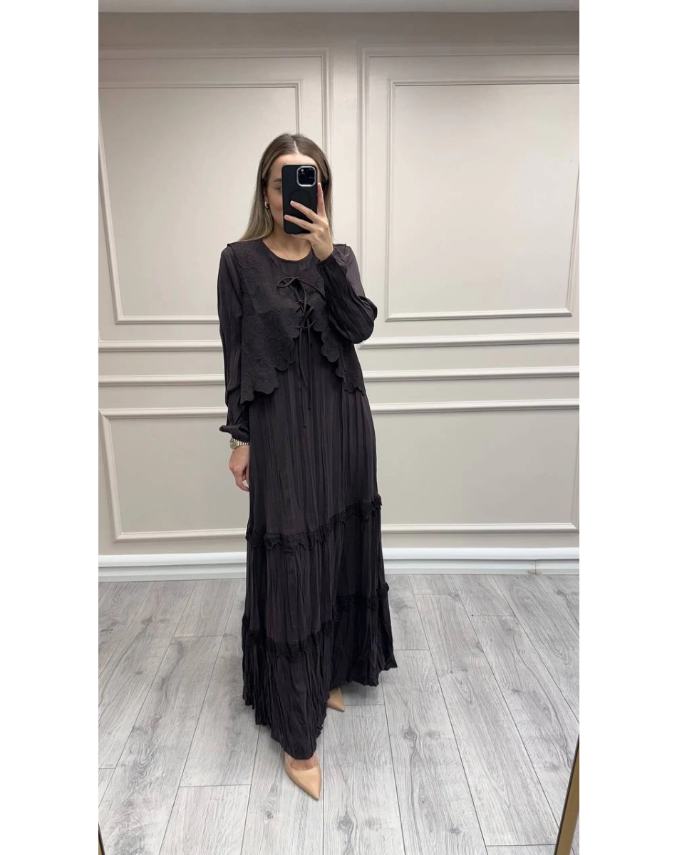 Lissmore 6047 Kahverengi Yelekli Elbise