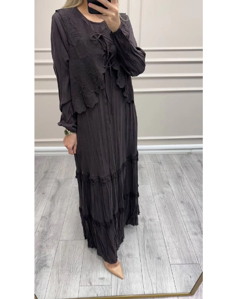 Lissmore 6047 Kahverengi Yelekli Elbise