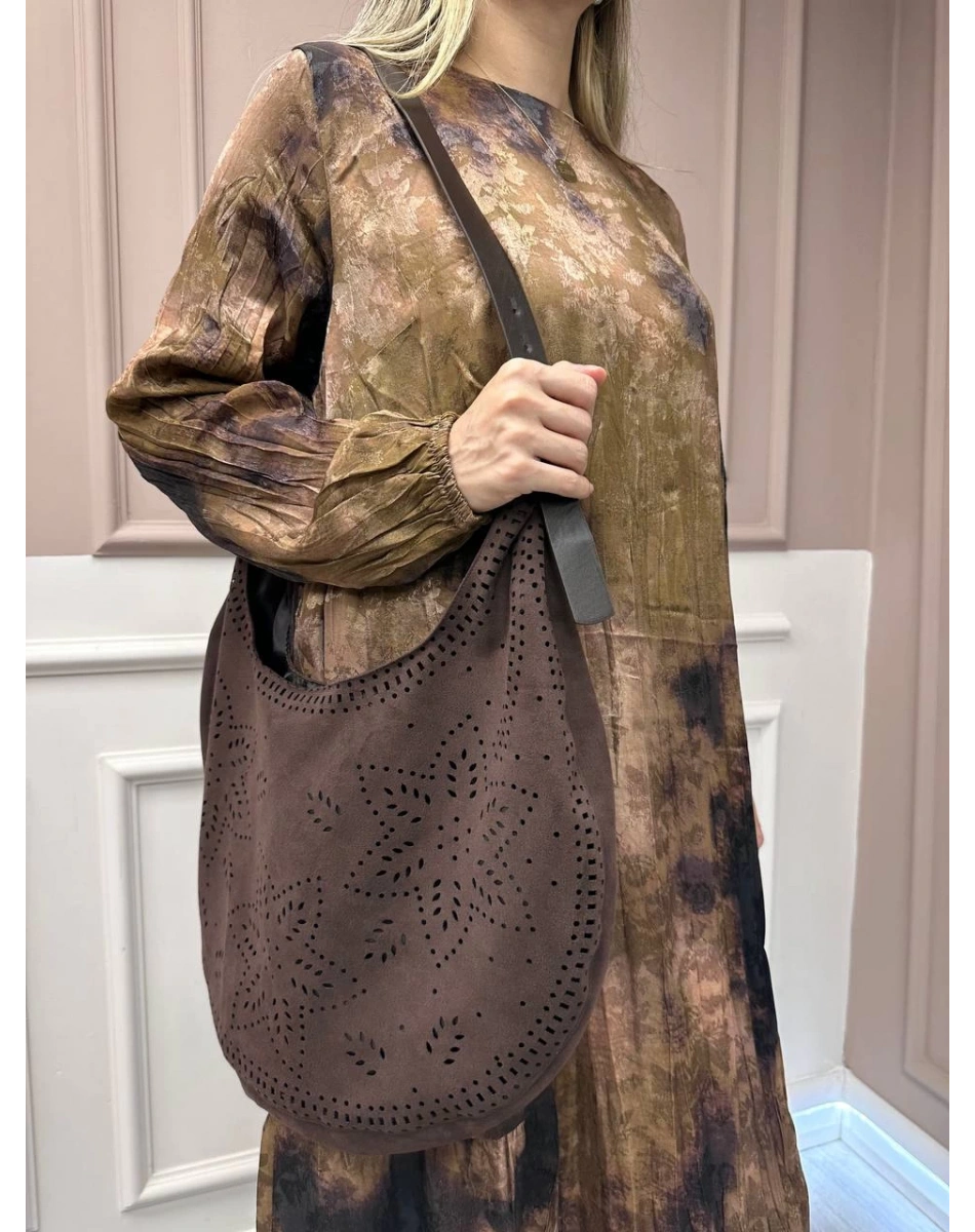 Lissmore 6096 Kahve Çanta Detaylı Elbise