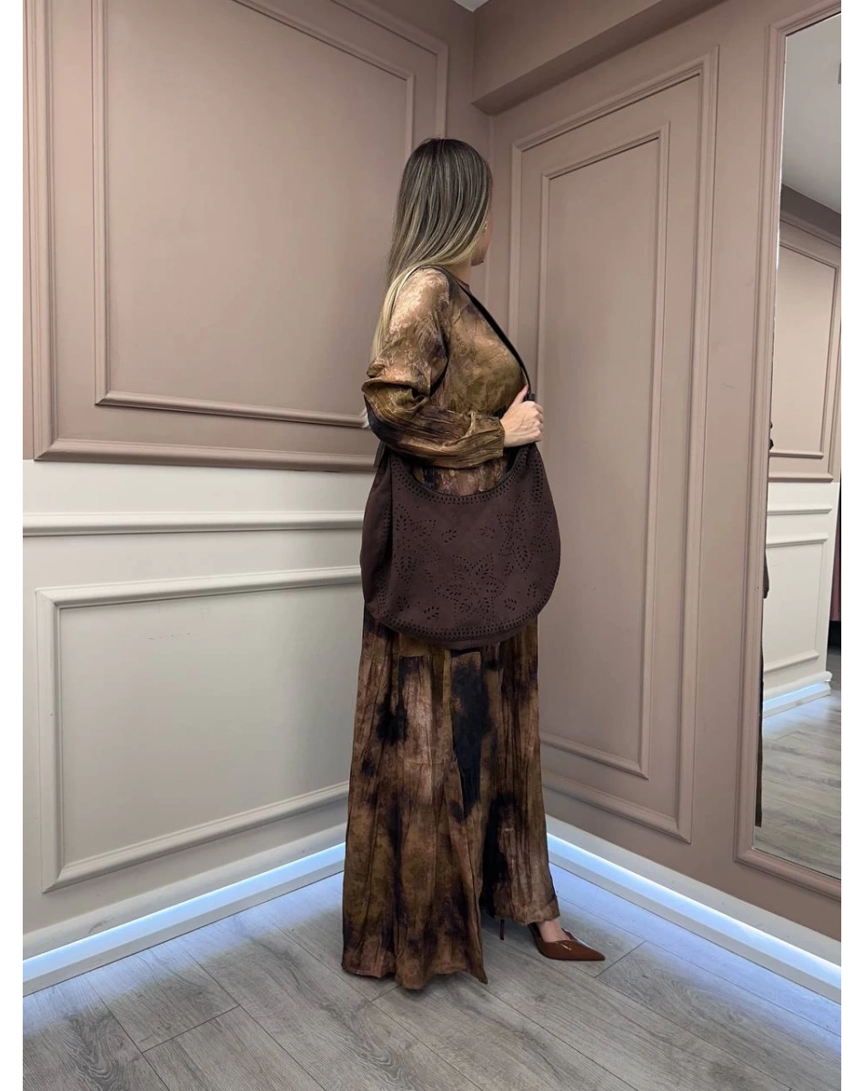 Lissmore 6096 Kahve Çanta Detaylı Elbise