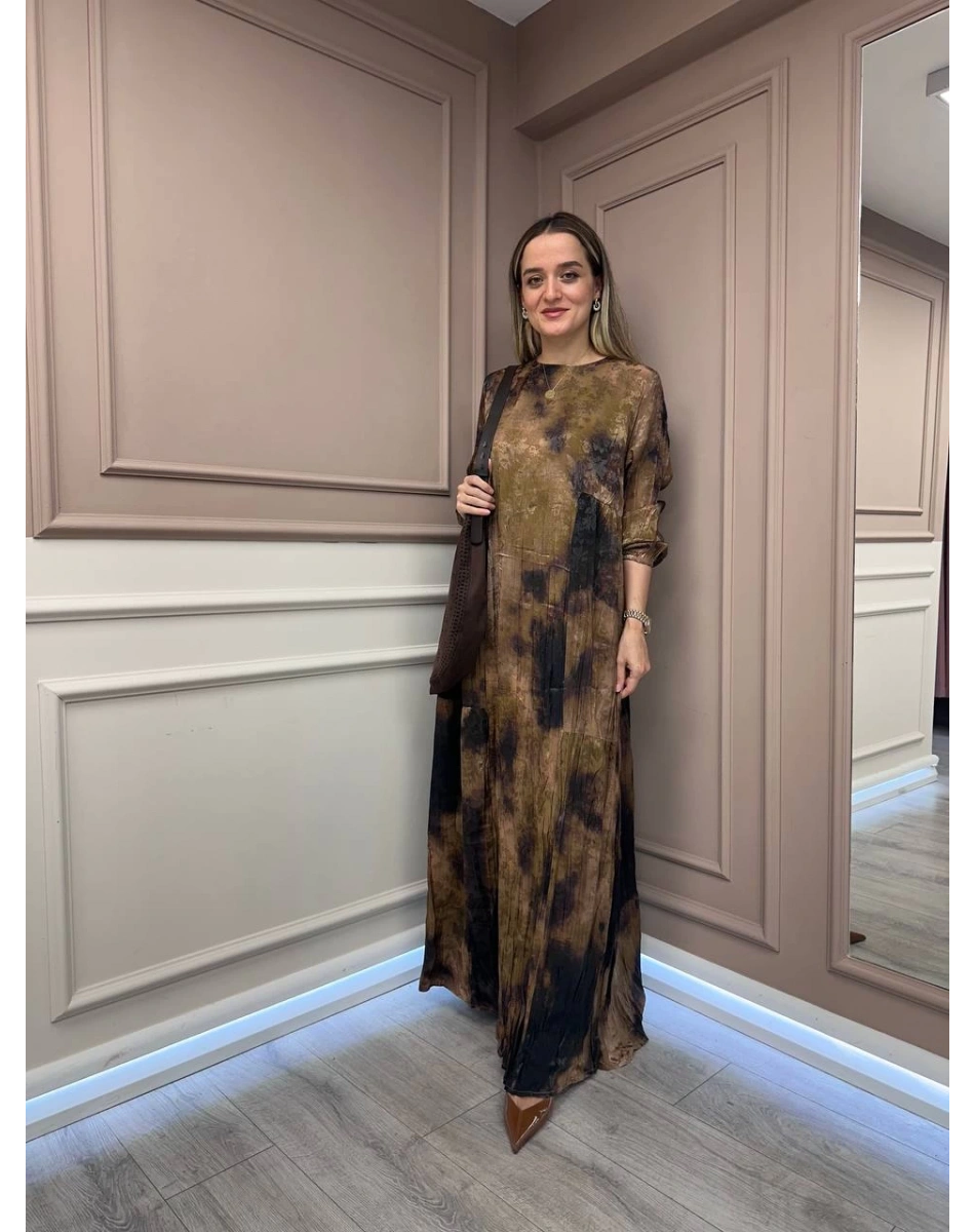 Lissmore 6096 Kahve Çanta Detaylı Elbise