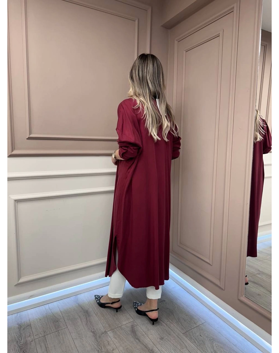 Magazin 4383 Bordo Uzun Tensel Tunik