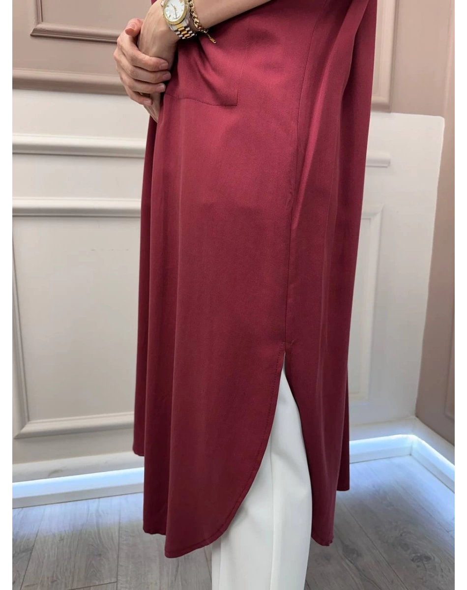 Magazin 4383 Bordo Uzun Tensel Tunik
