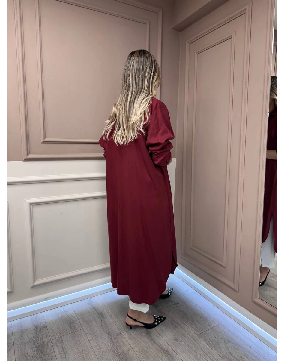 Magazin 4383 Bordo Uzun Tensel Tunik
