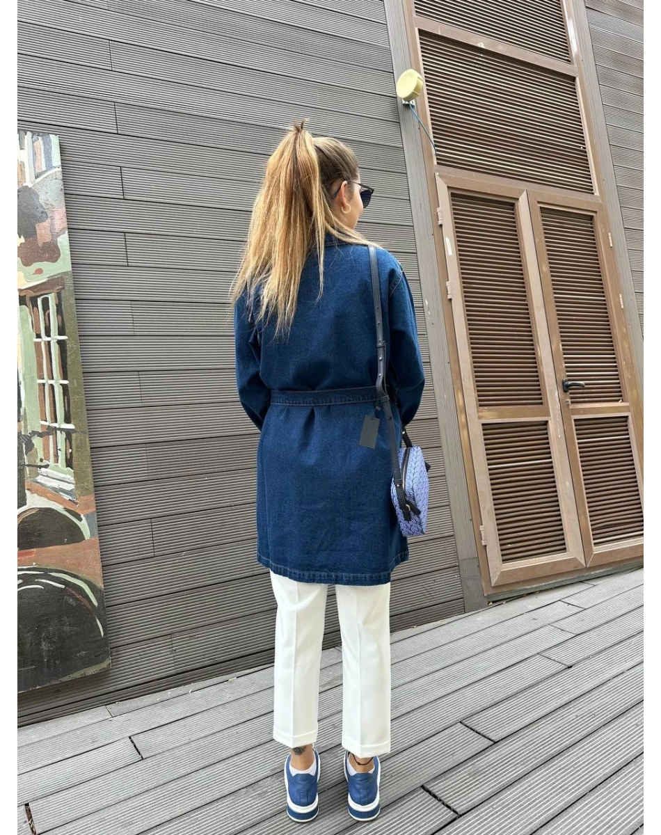 Magazin 7222 Lacivert Yaka Detaylı Kot Ceket