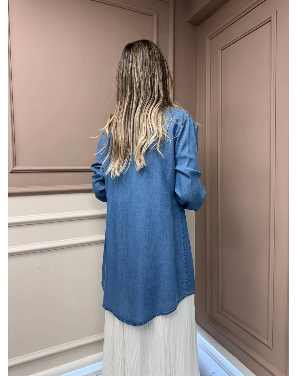 Magazin 7250 Açık Mavi Taşlı Tensel Tunik