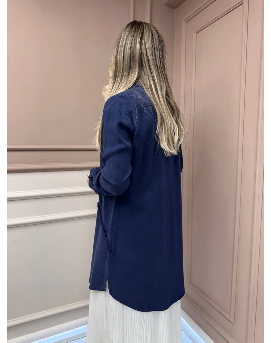 Magazin 7295 Lacivert Çıtçıtlı Tensel Tunik