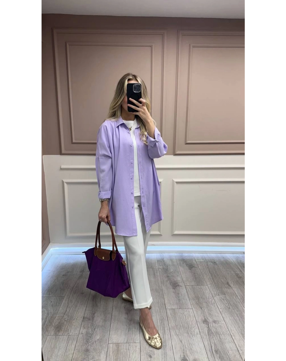 Magazin 7351 Lila Tensel Gömlek