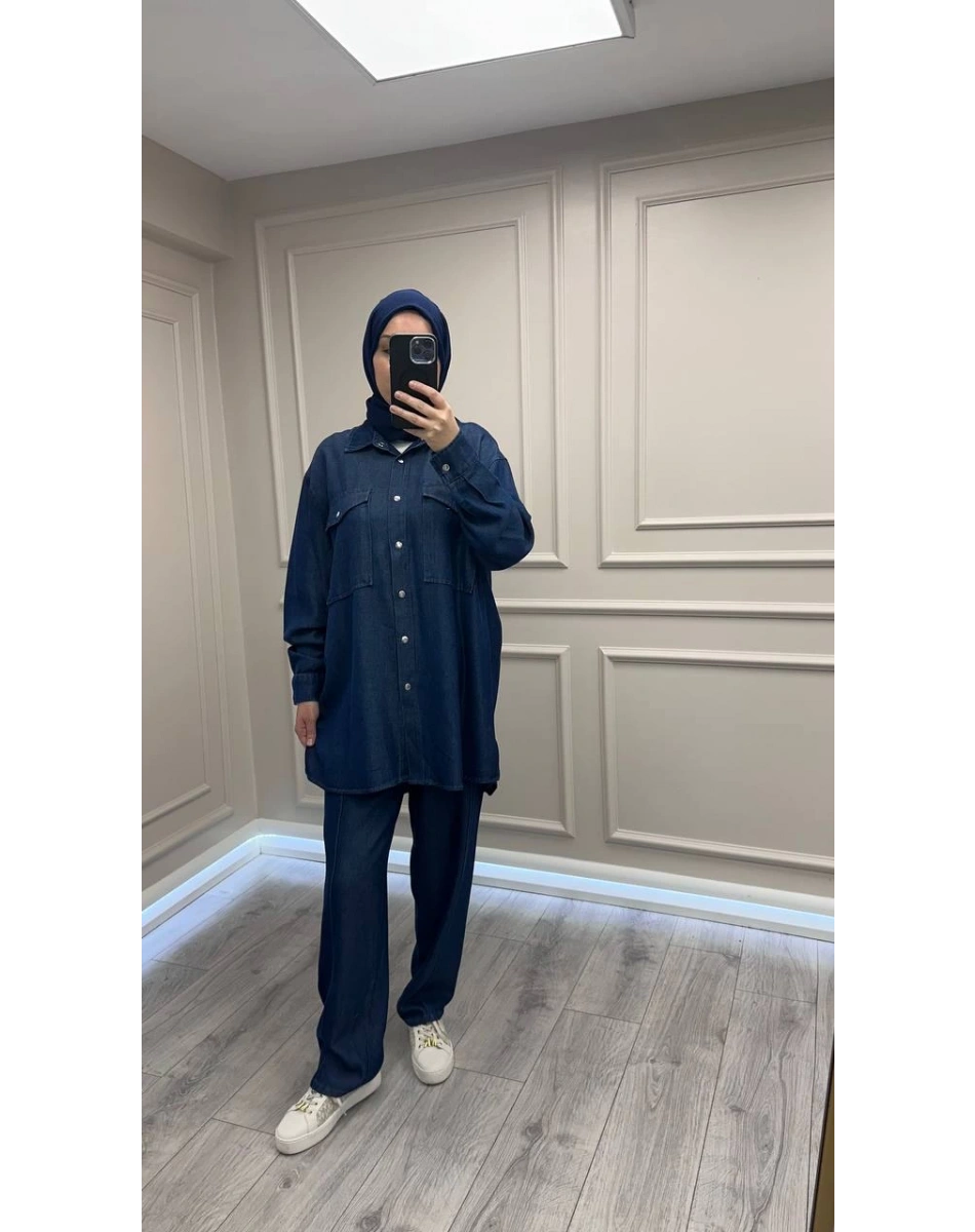 Magazin 7387 Mavi Önü Çıtçıtlı Tensel Takım