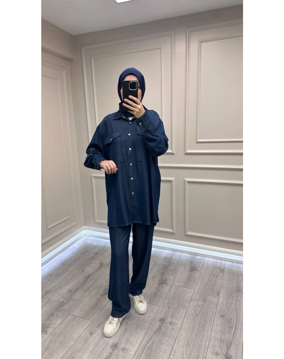 Magazin 7387 Mavi Önü Çıtçıtlı Tensel Takım