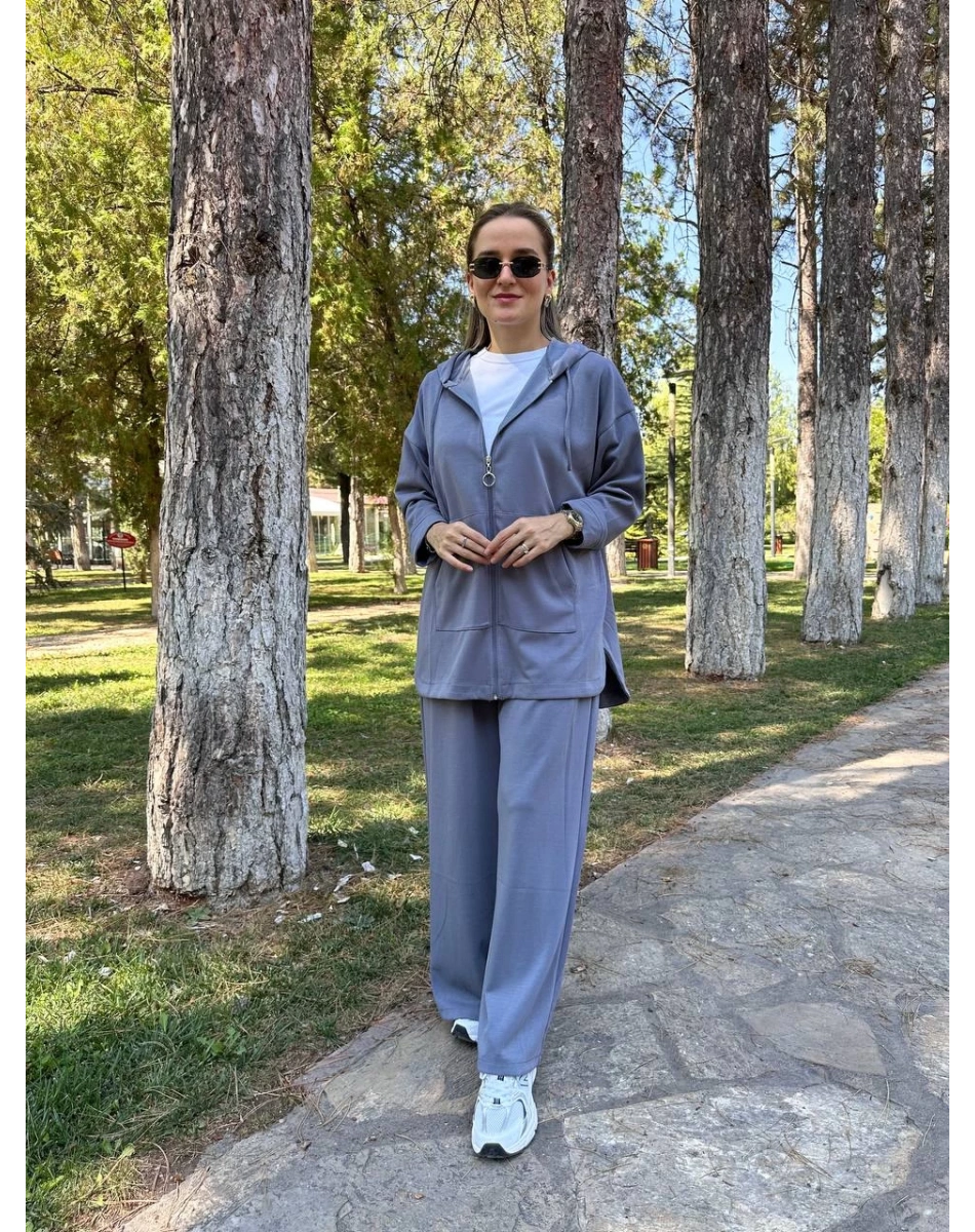 Magazin 7399 İndigo Modal Önü Fermuarlı Takım