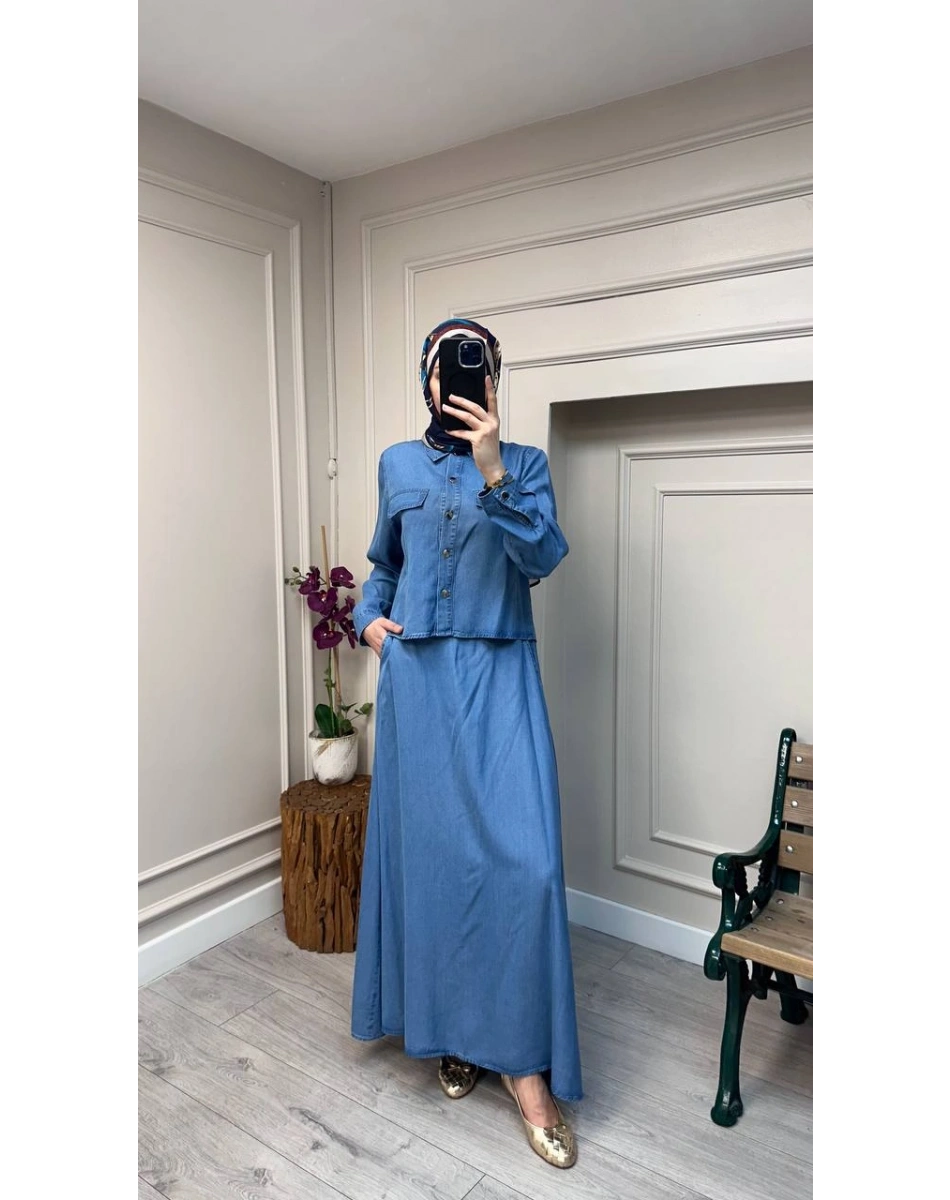 Magazin 7427 Açık Mavi Tensel Etekli Takım