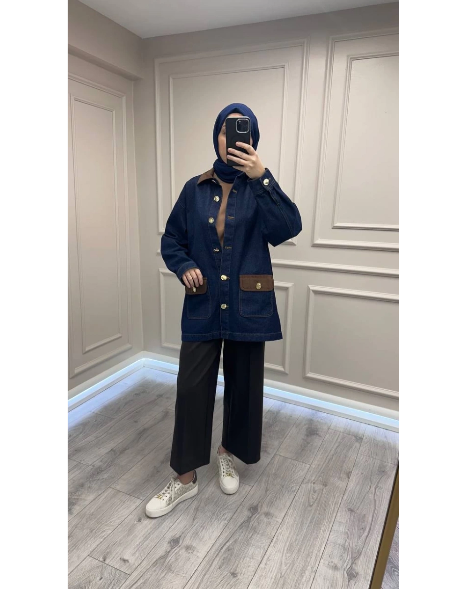 Magazin 7432 Lacivert Gold Düğmeli Ceket