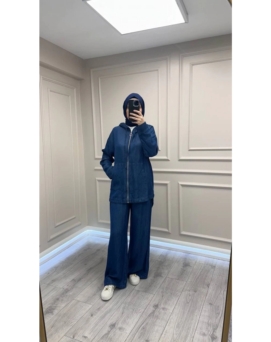 Magazin 7433 Mavi Önü Fermuarlı Tensel Kot Takım