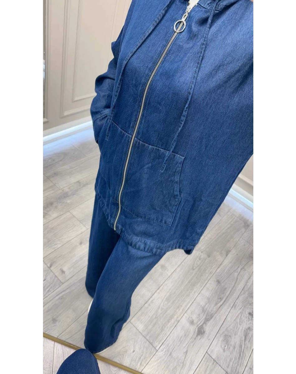 Magazin 7433 Mavi Önü Fermuarlı Tensel Kot Takım