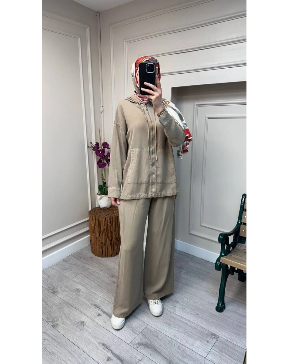 Magazin 7433 Vizon Önü Fermuarlı Tensel Kot Takım