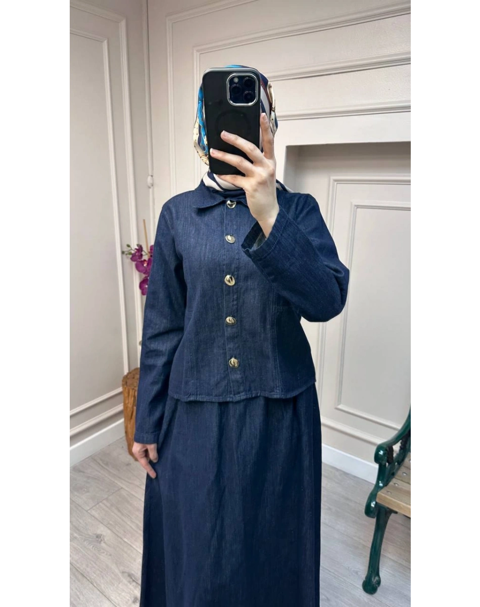 Magazin 7478 Koyu Mavi Etekli Takım