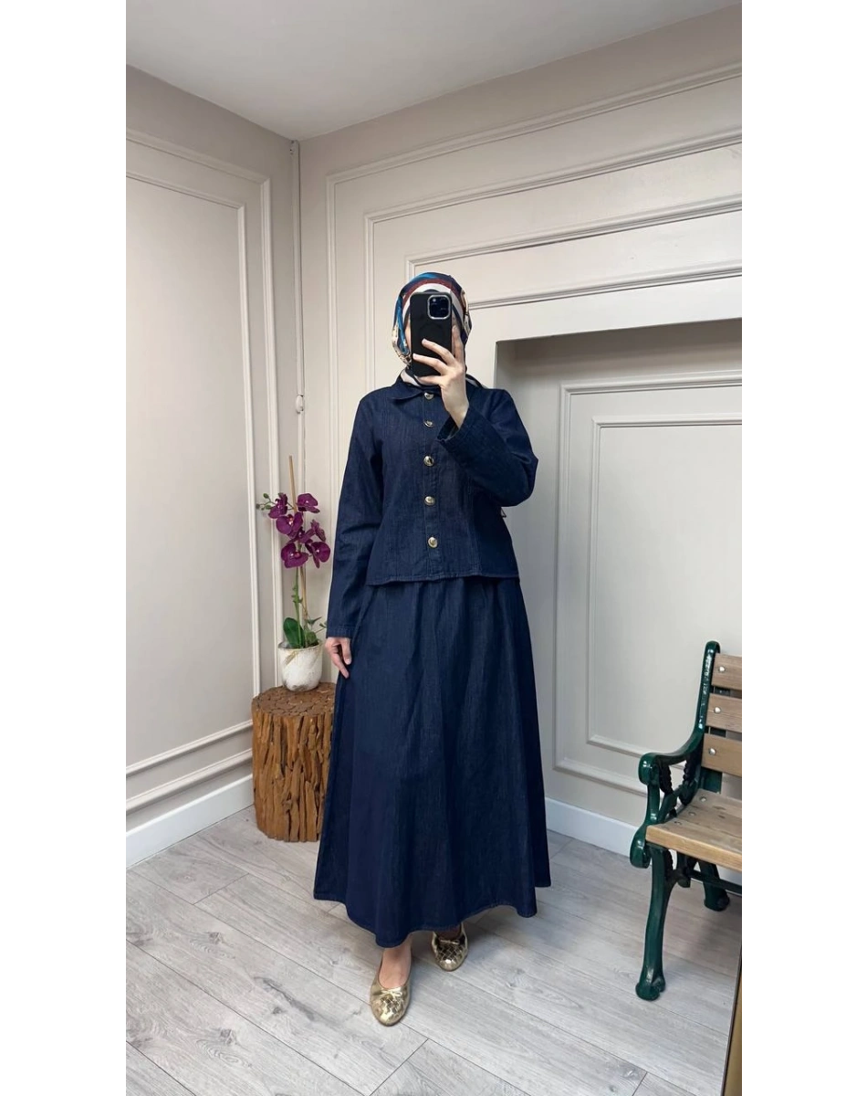 Magazin 7478 Koyu Mavi Etekli Takım