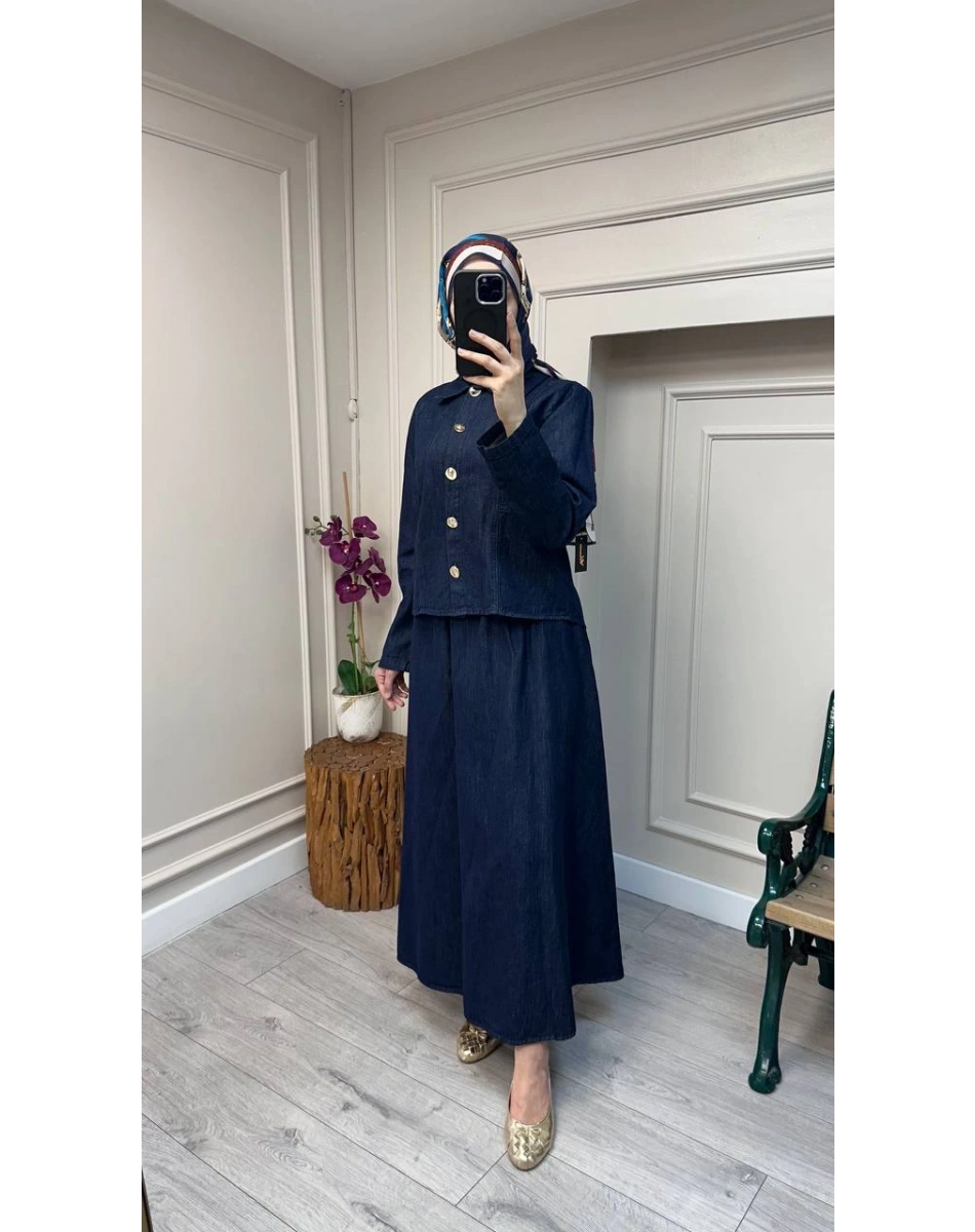 Magazin 7478 Koyu Mavi Etekli Takım