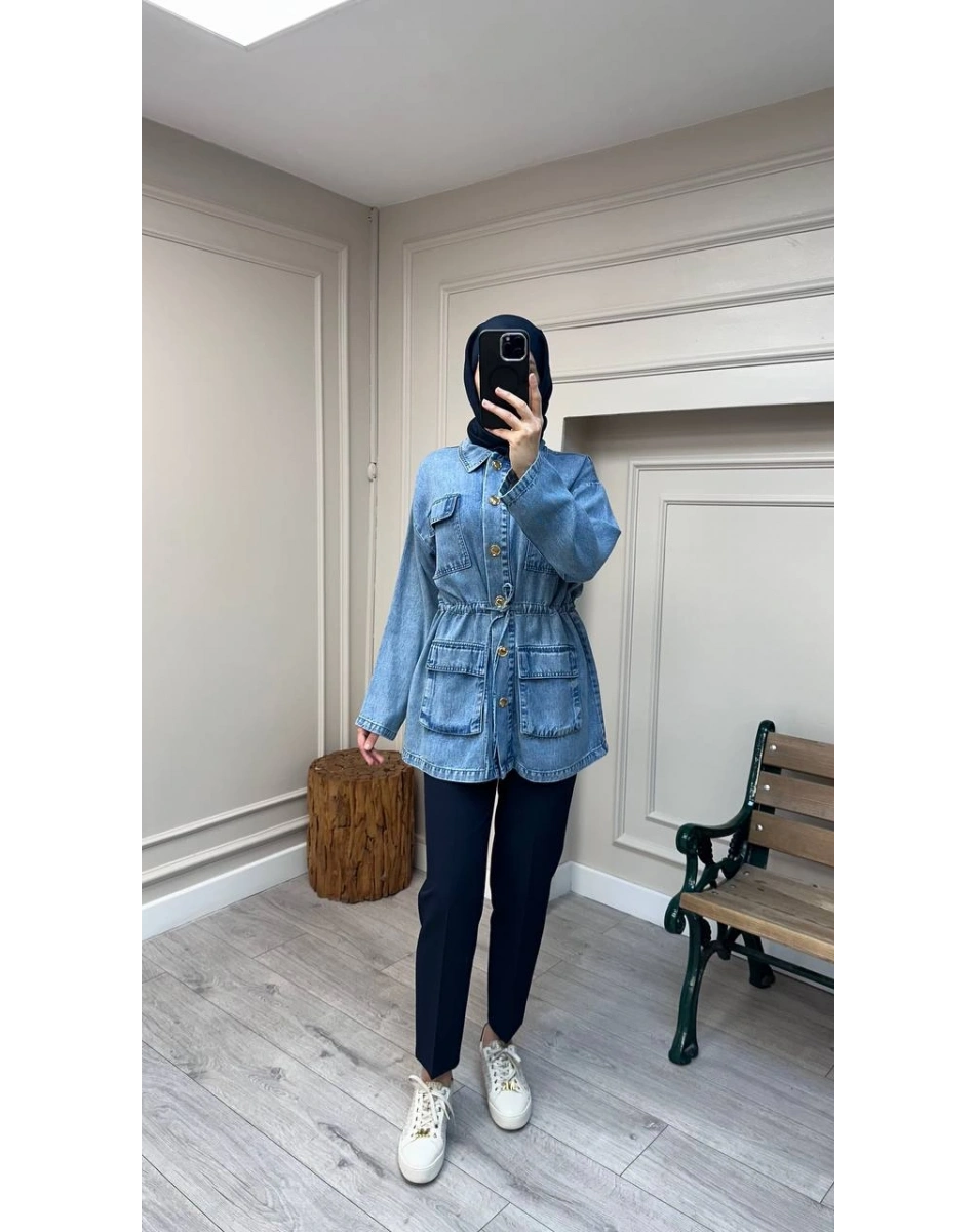 Magazin 7482 Açık Mavi Tensel Ceket