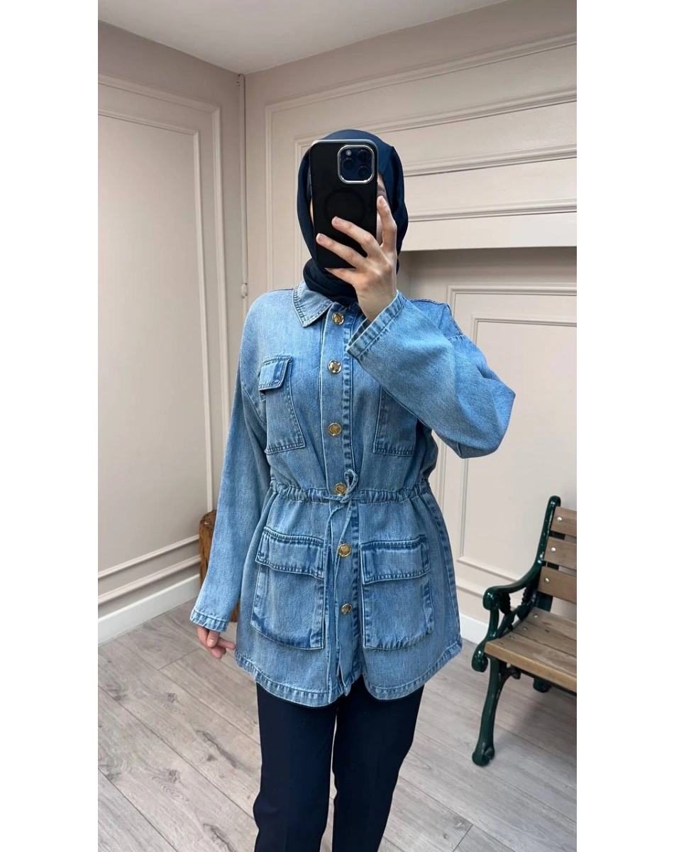 Magazin 7482 Açık Mavi Tensel Ceket