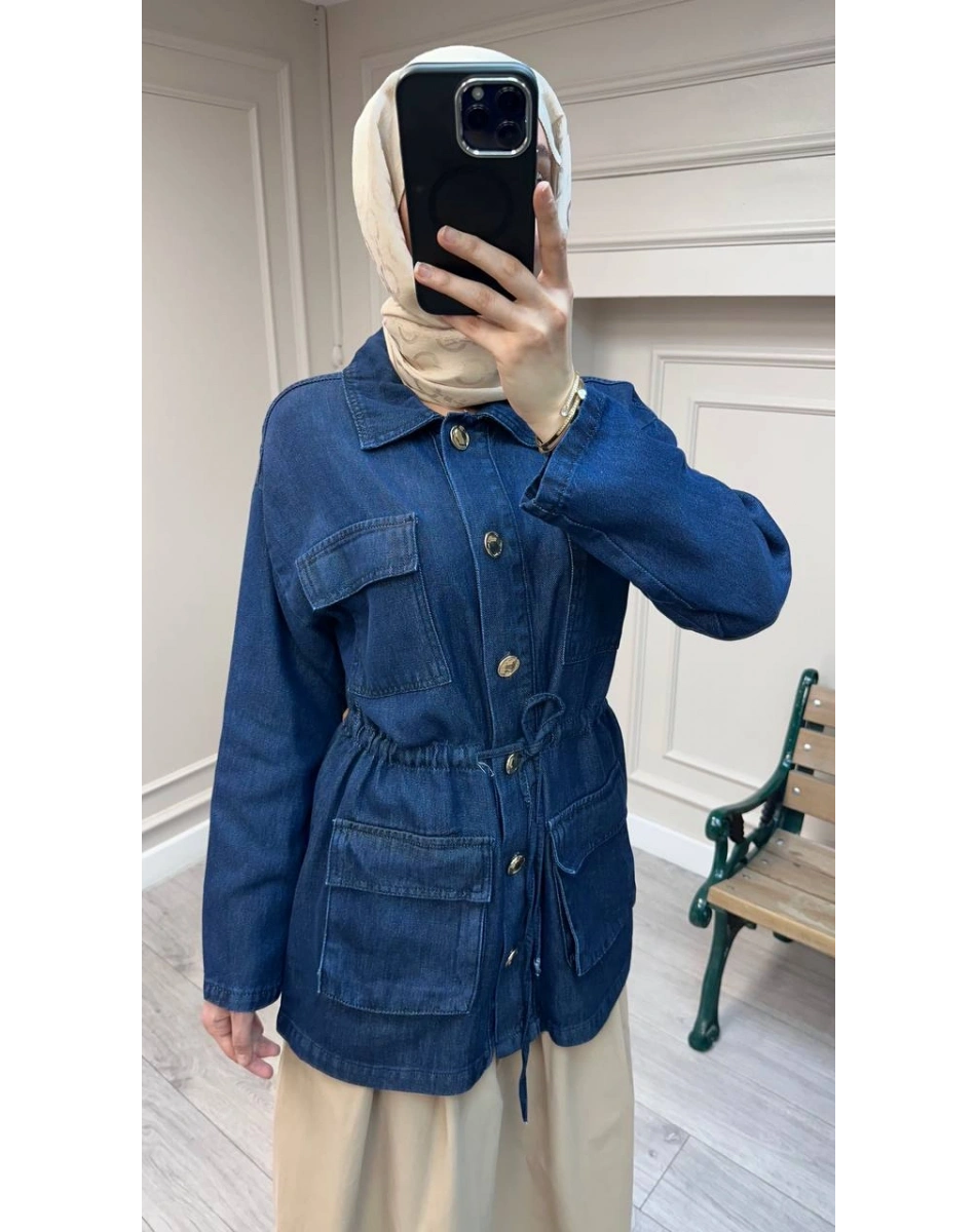 Magazin 7482 Koyu Mavi Tensel Ceket