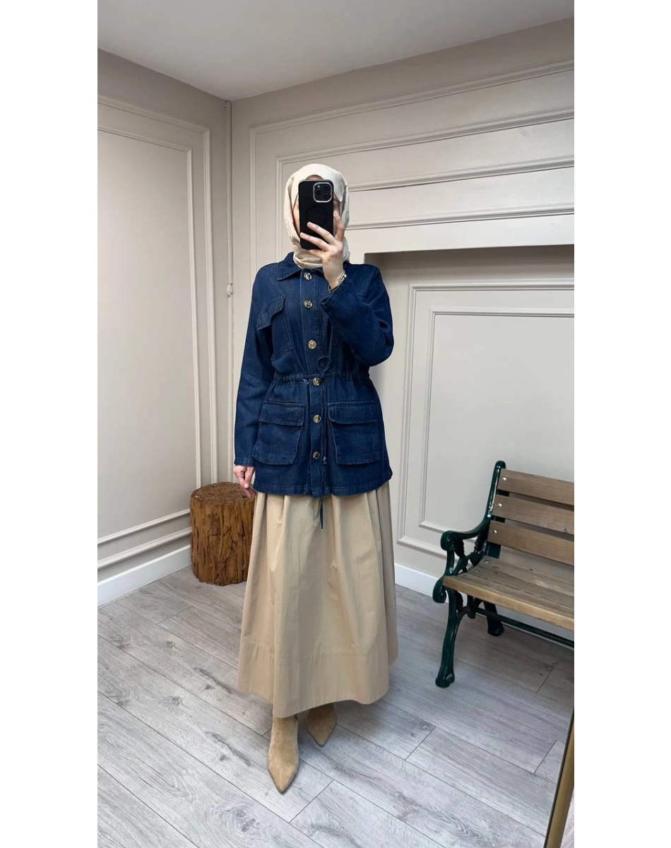 Magazin 7482 Koyu Mavi Tensel Ceket