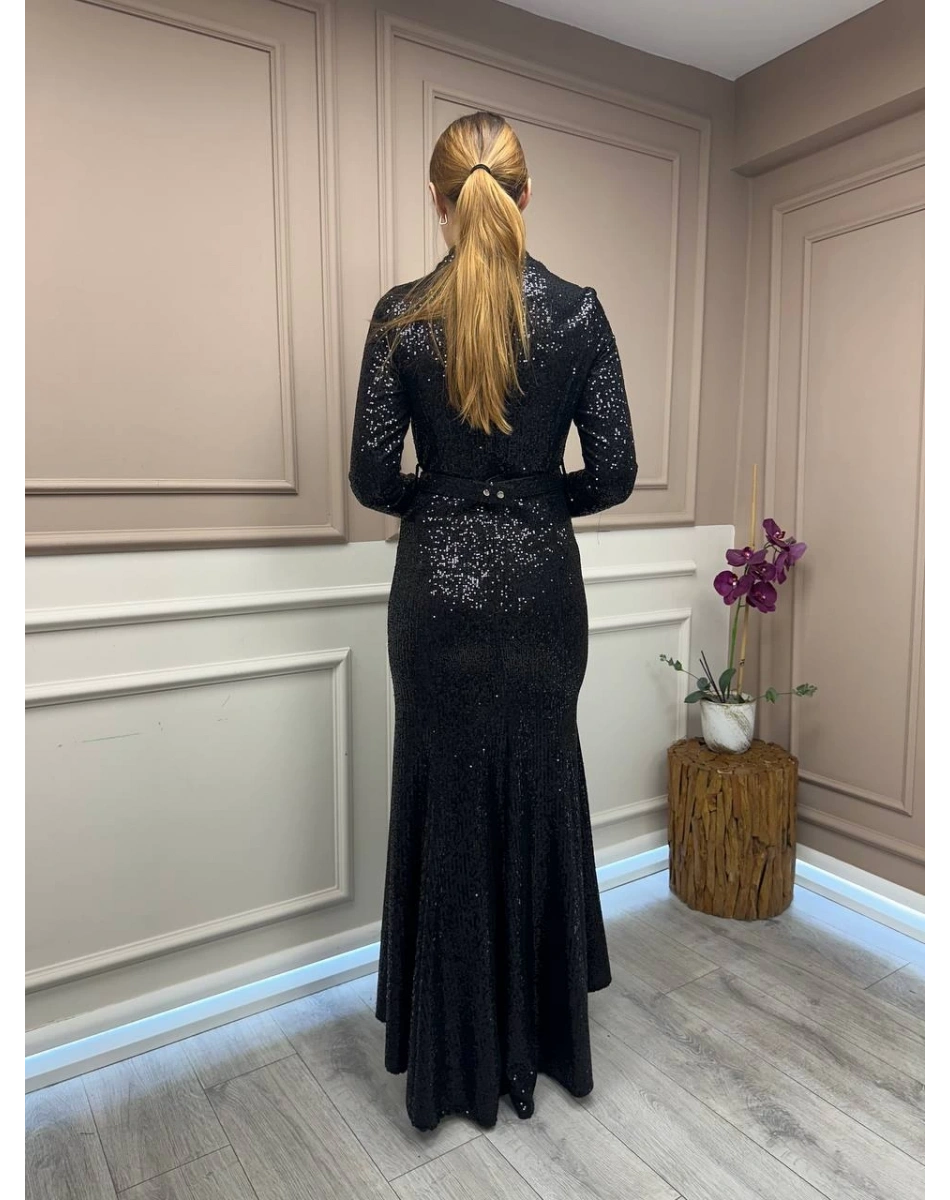 Matex 24Y01167226 Siyah Payet Elbise