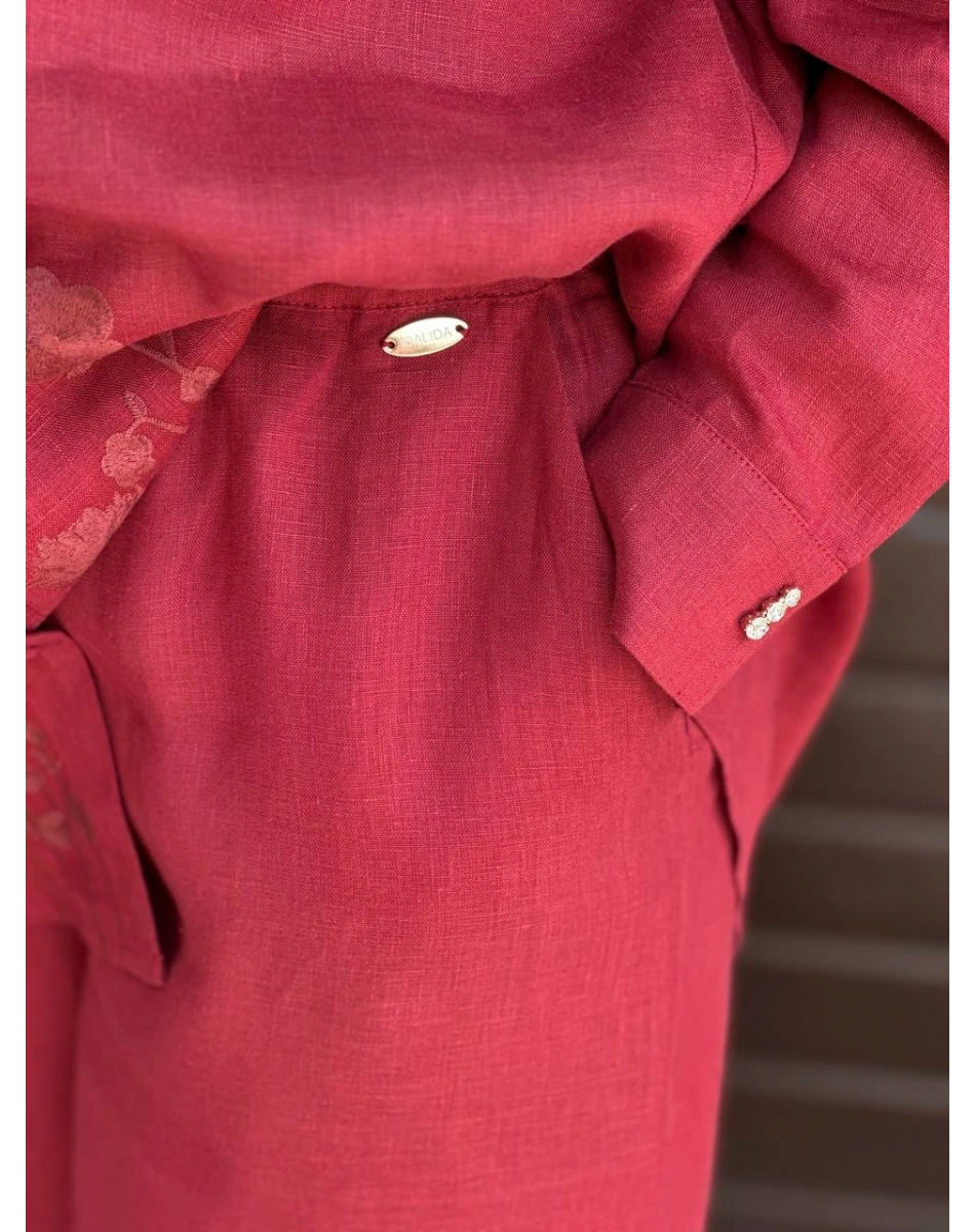 Miss Dalida 2267251 Cherry Beli Lastikli Bol Paça Keten Pantolon