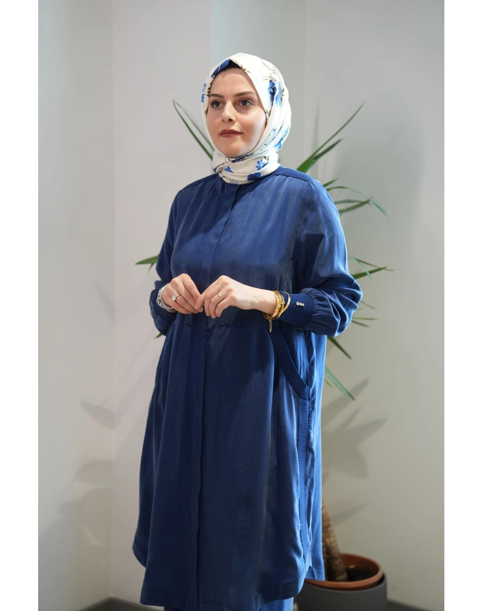 Miss Dalida T26Y-8008 Mavi Hakim Yaka Cepli Cupro Kap