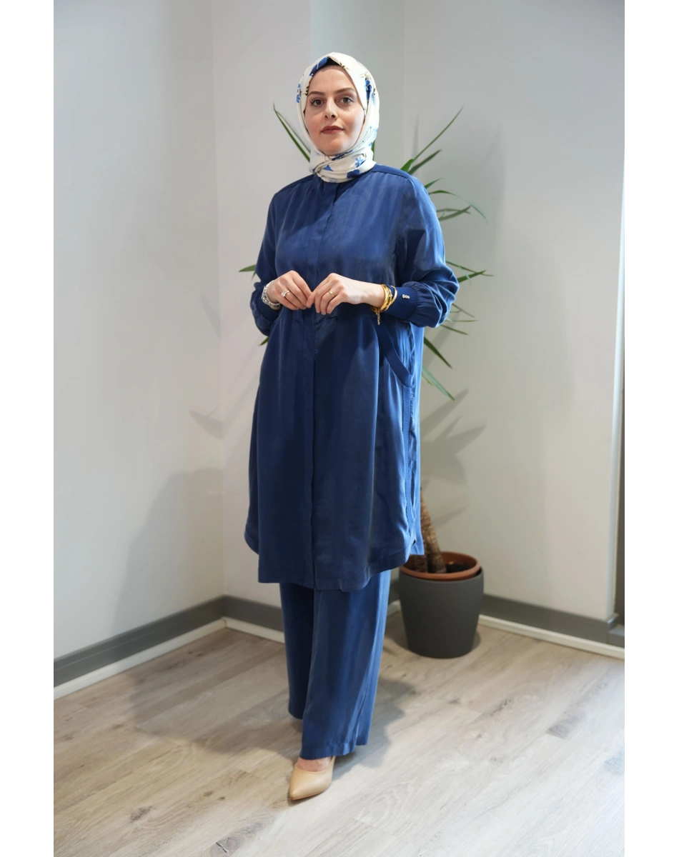 Miss Dalida T26Y-8008 Mavi Hakim Yaka Cepli Cupro Kap