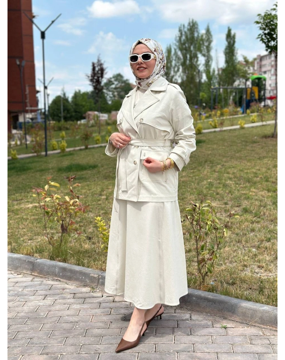 Miss Dalida T26Y2000 Ekru Denim Çan Etek