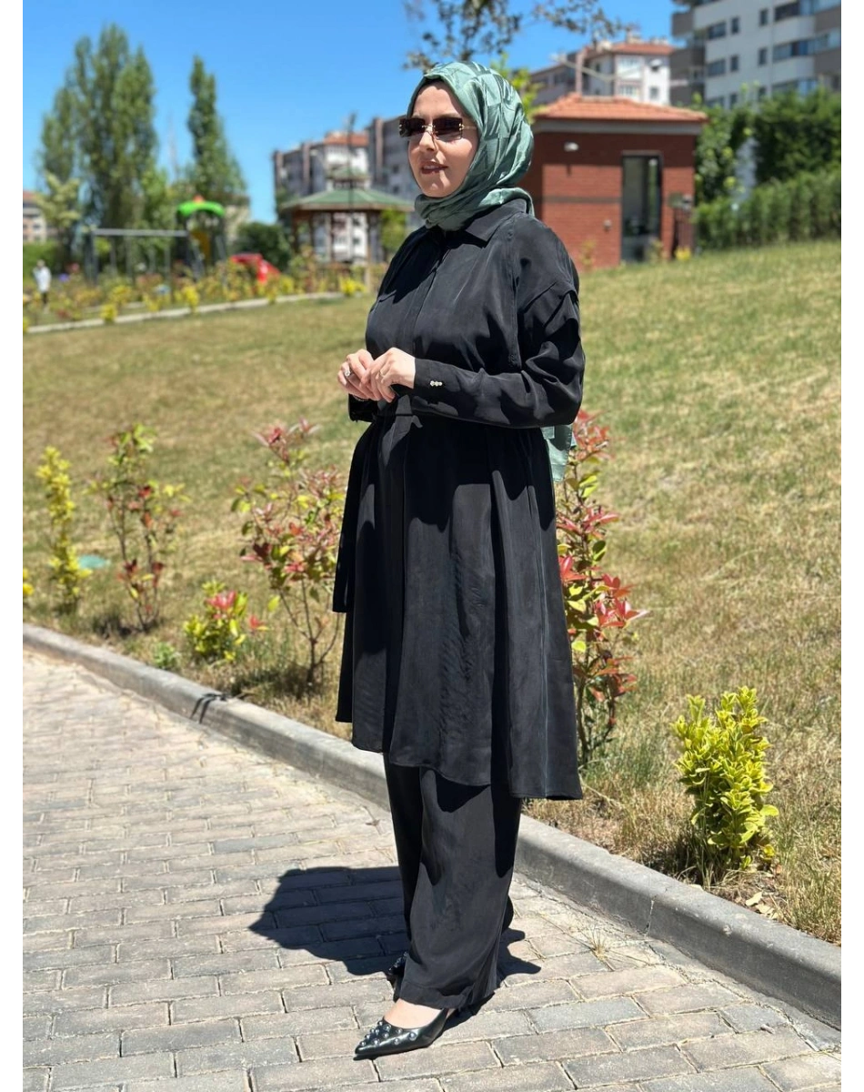 Miss Dalida T26Y8007 Siyah Kol Detaylı Cupro Kap