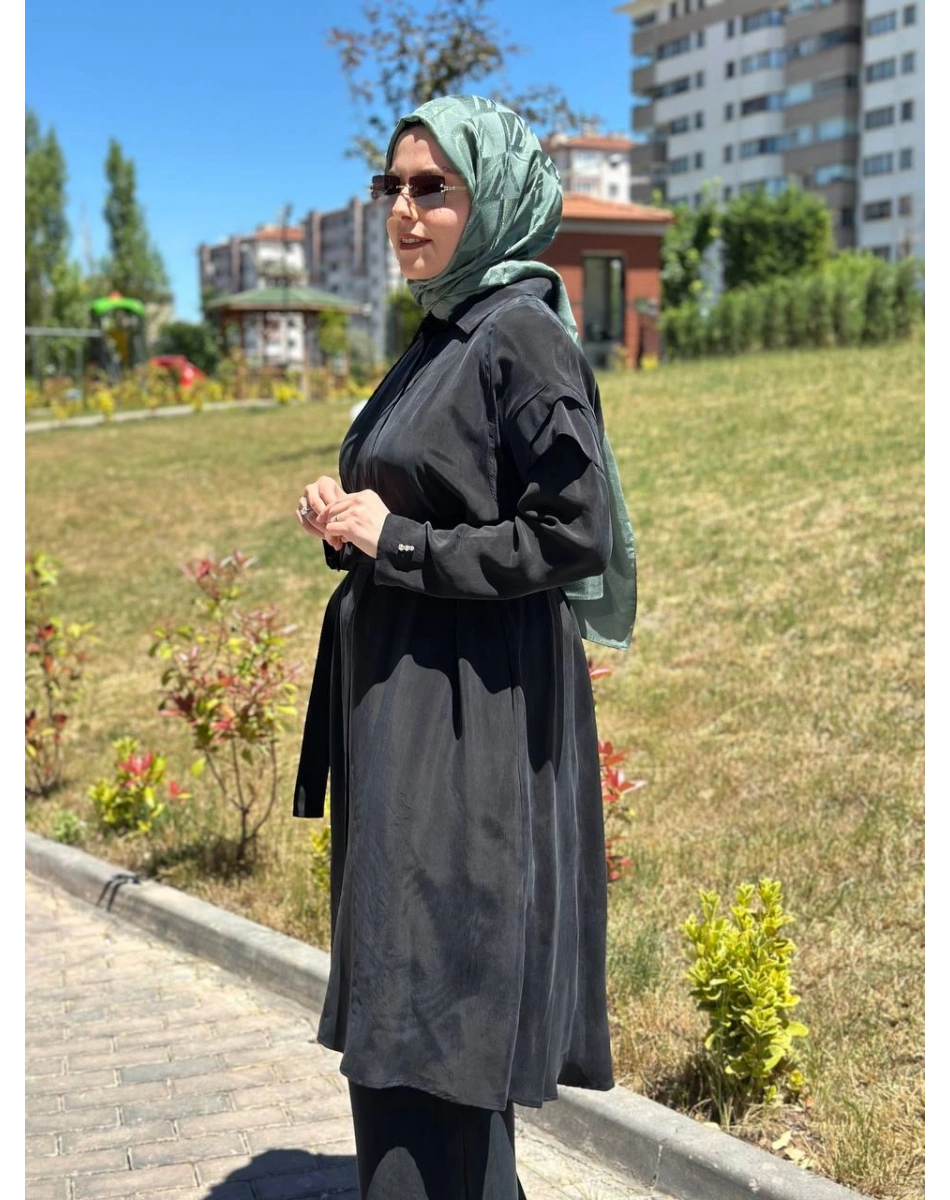 Miss Dalida T26Y8007 Siyah Kol Detaylı Cupro Kap