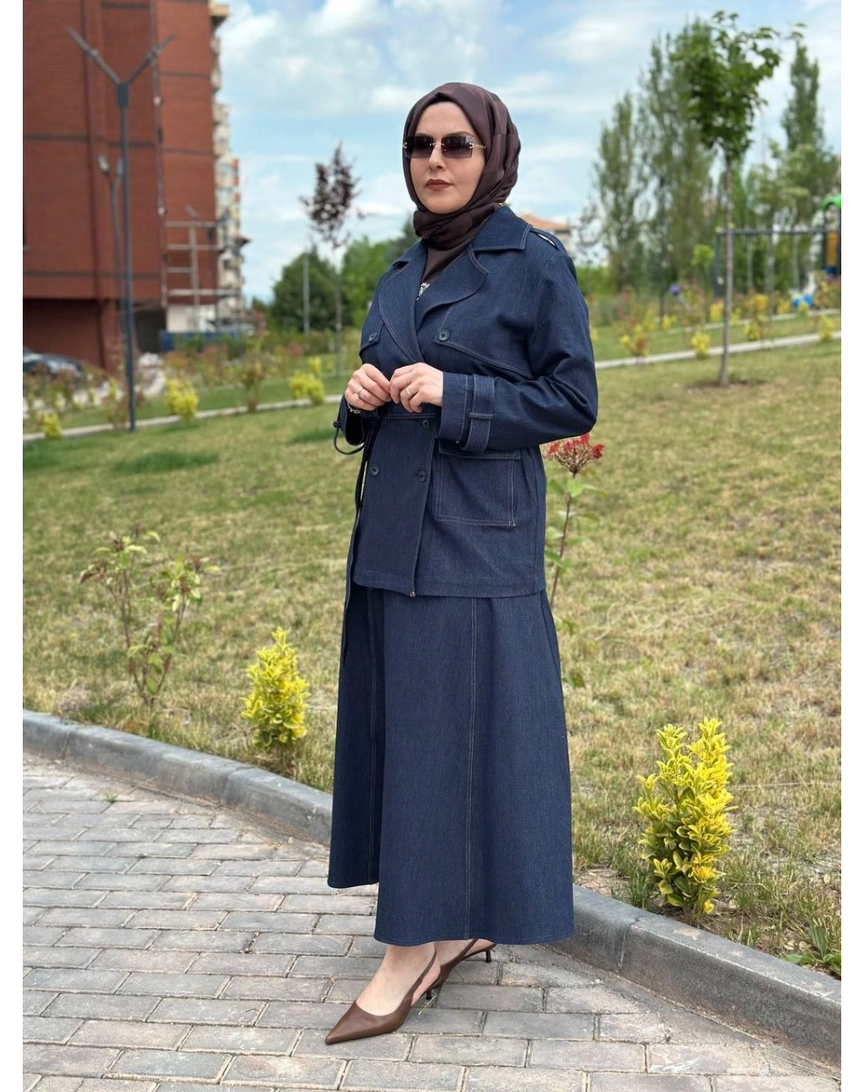 Miss Dalida T26Y8208 Lacivert Kargo Cepli Denim Ceket