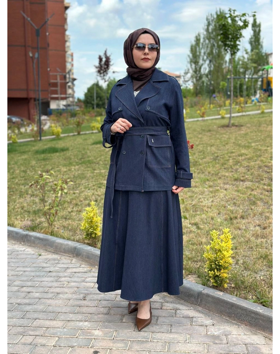 Miss Dalida T26Y8208 Lacivert Kargo Cepli Denim Ceket