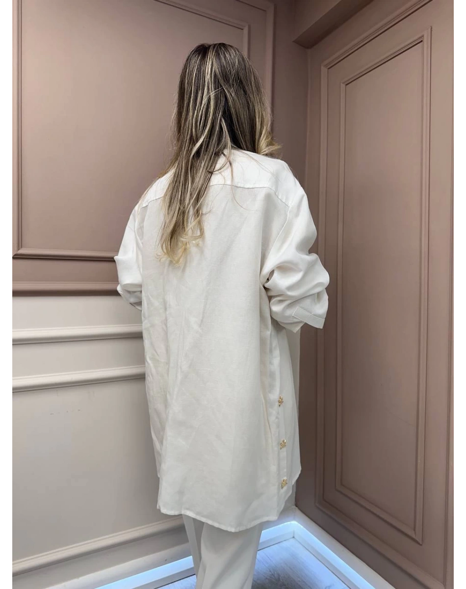 Missemramiss G4845 Ekru Keten Gömlek