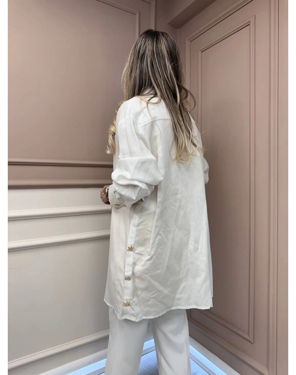 Missemramiss G4845 Ekru Keten Gömlek