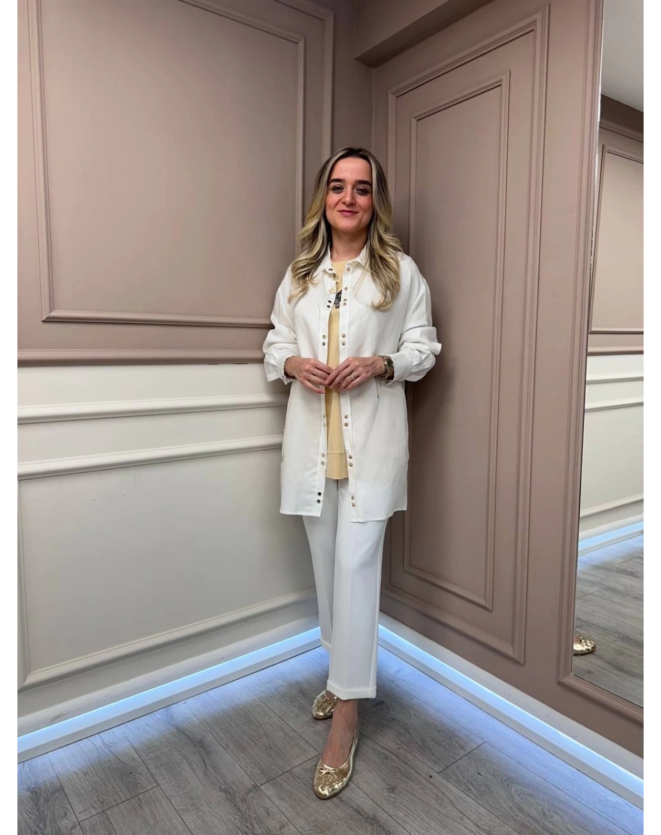 Missemramiss G4845 Ekru Keten Gömlek