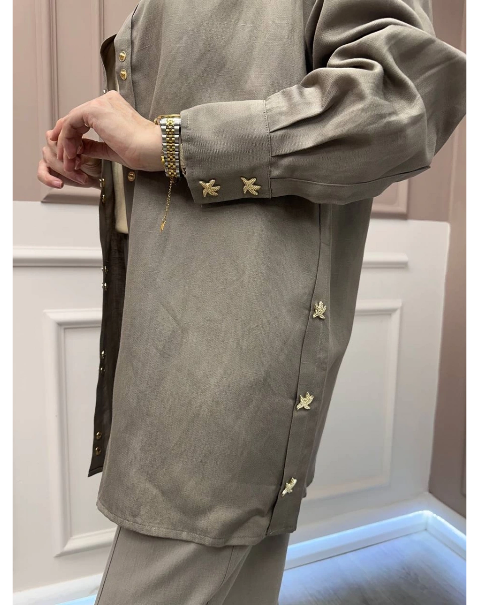 Missemramiss G4845 Vizon Keten Gömlek