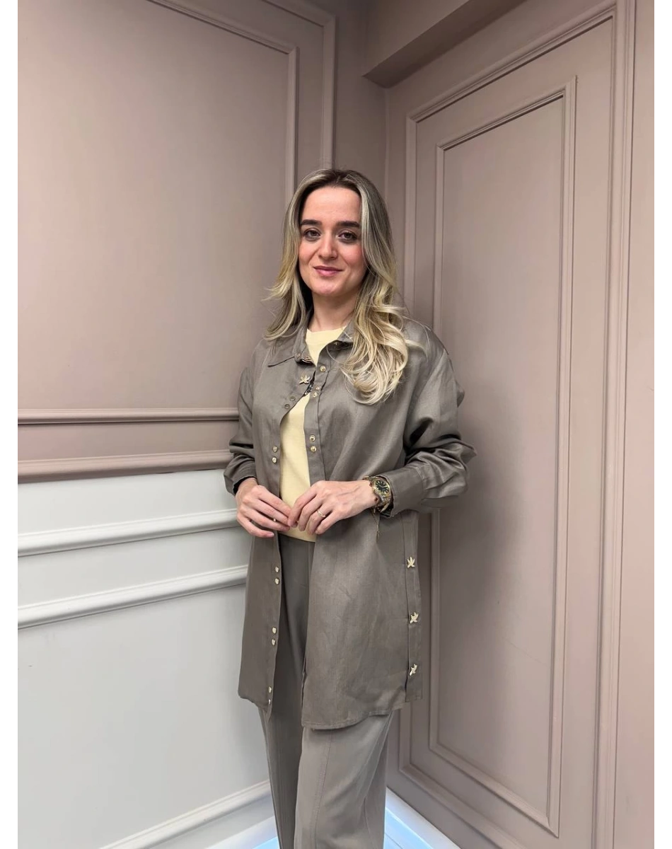 Missemramiss G4845 Vizon Keten Gömlek