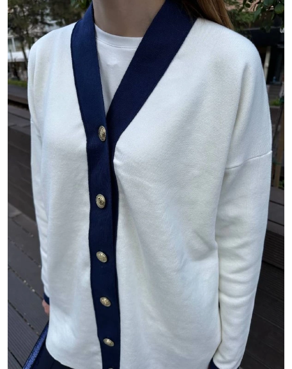 Missemramiss H4590 Lacivert Modello Çizgili Triko Hırka