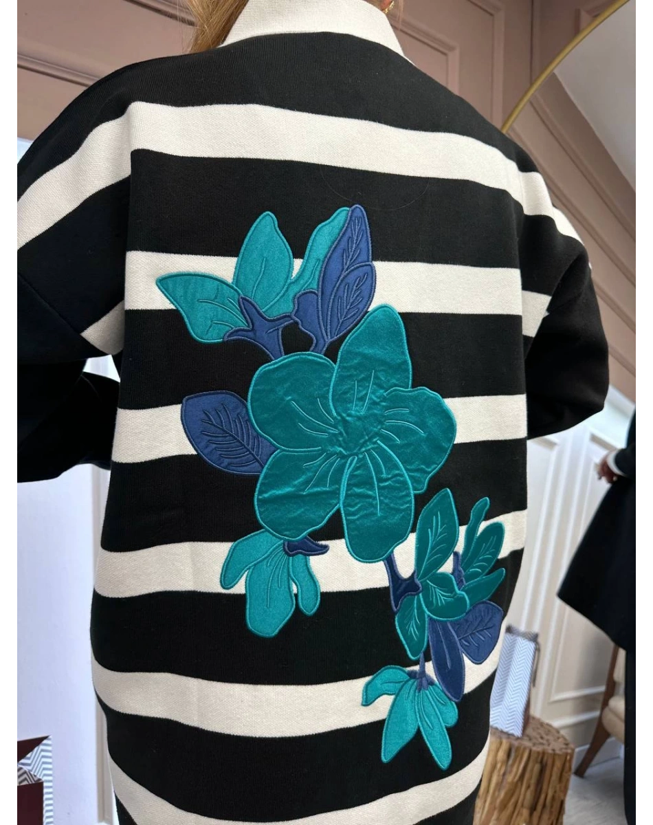 Missemramiss H4590 Siyah Modello Çizgili Triko Hırka