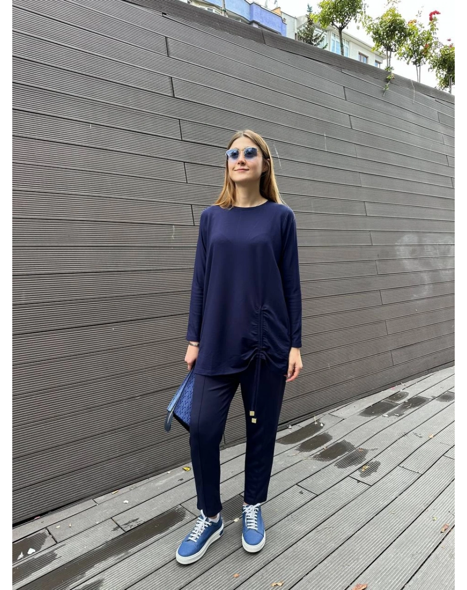 Missemramiss P4622 Lacivert Nervürlü Pantolon