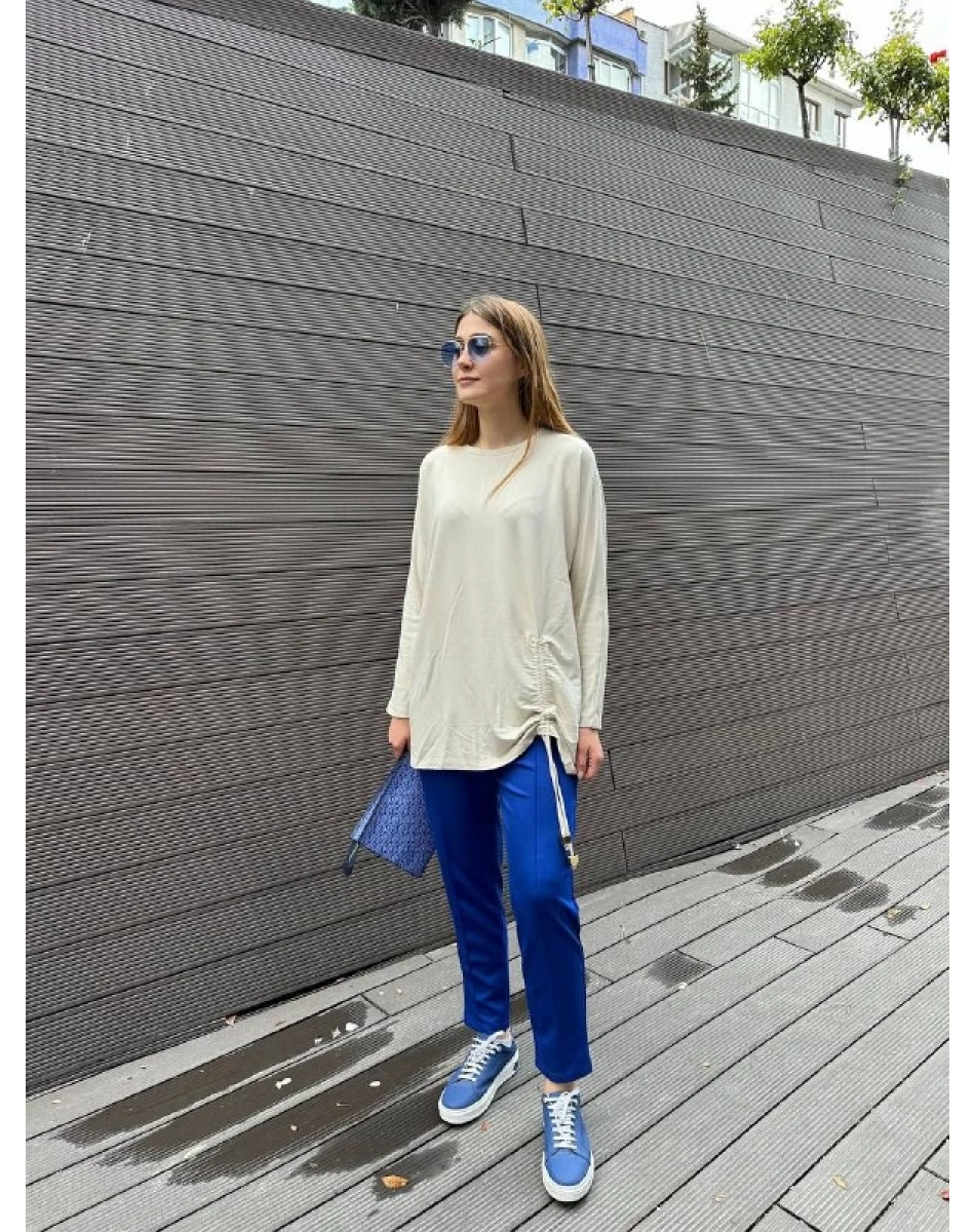 Missemramiss P4622 Saks Nervürlü Pantolon