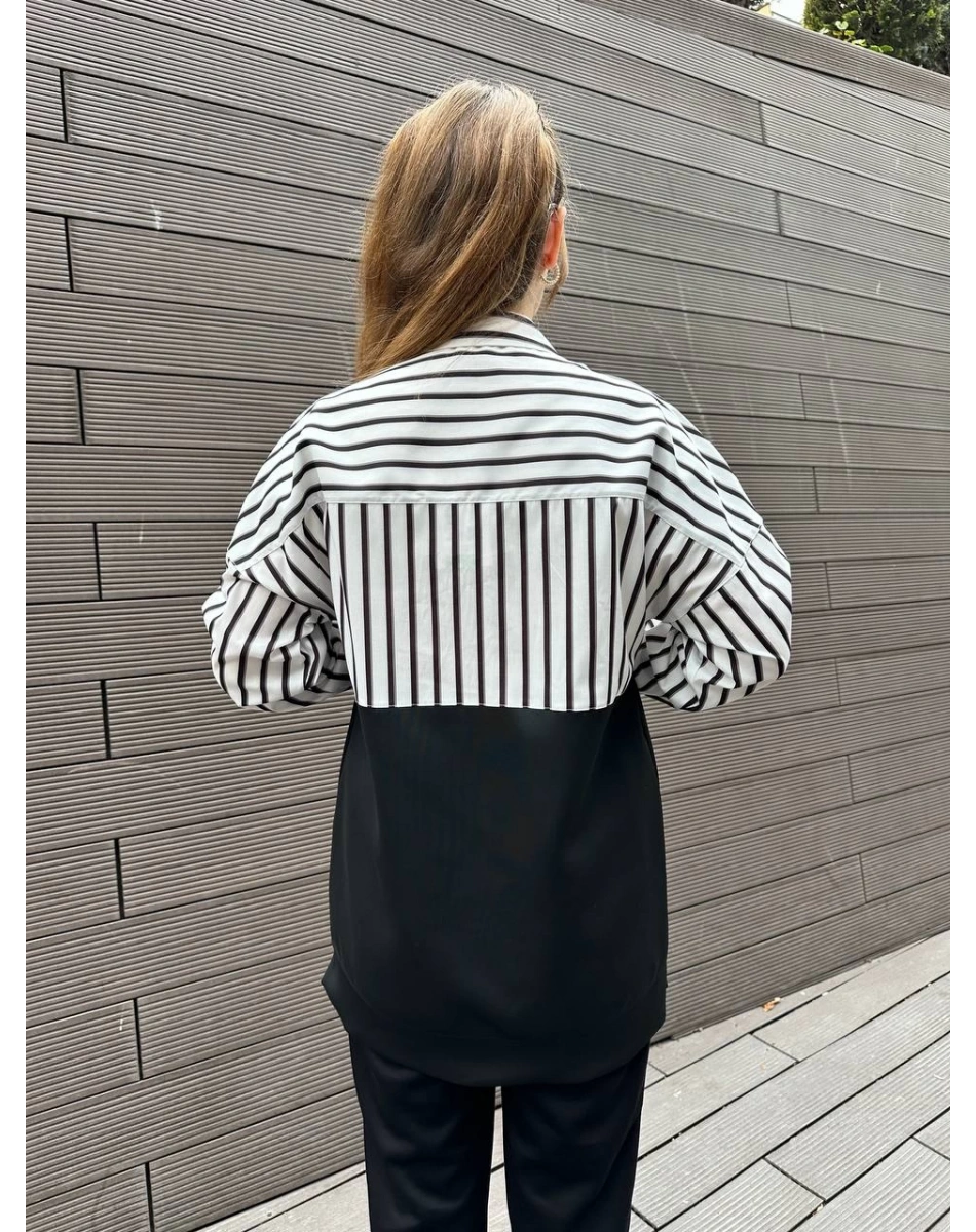 Missemramiss S4661 Siyah Gömlek Garni İşlemeli Sweat