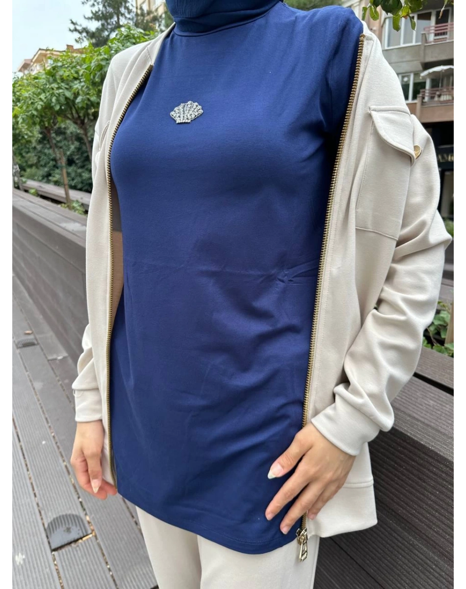 Missemramiss T4491 Lacivert Aksesuarlı Tişört