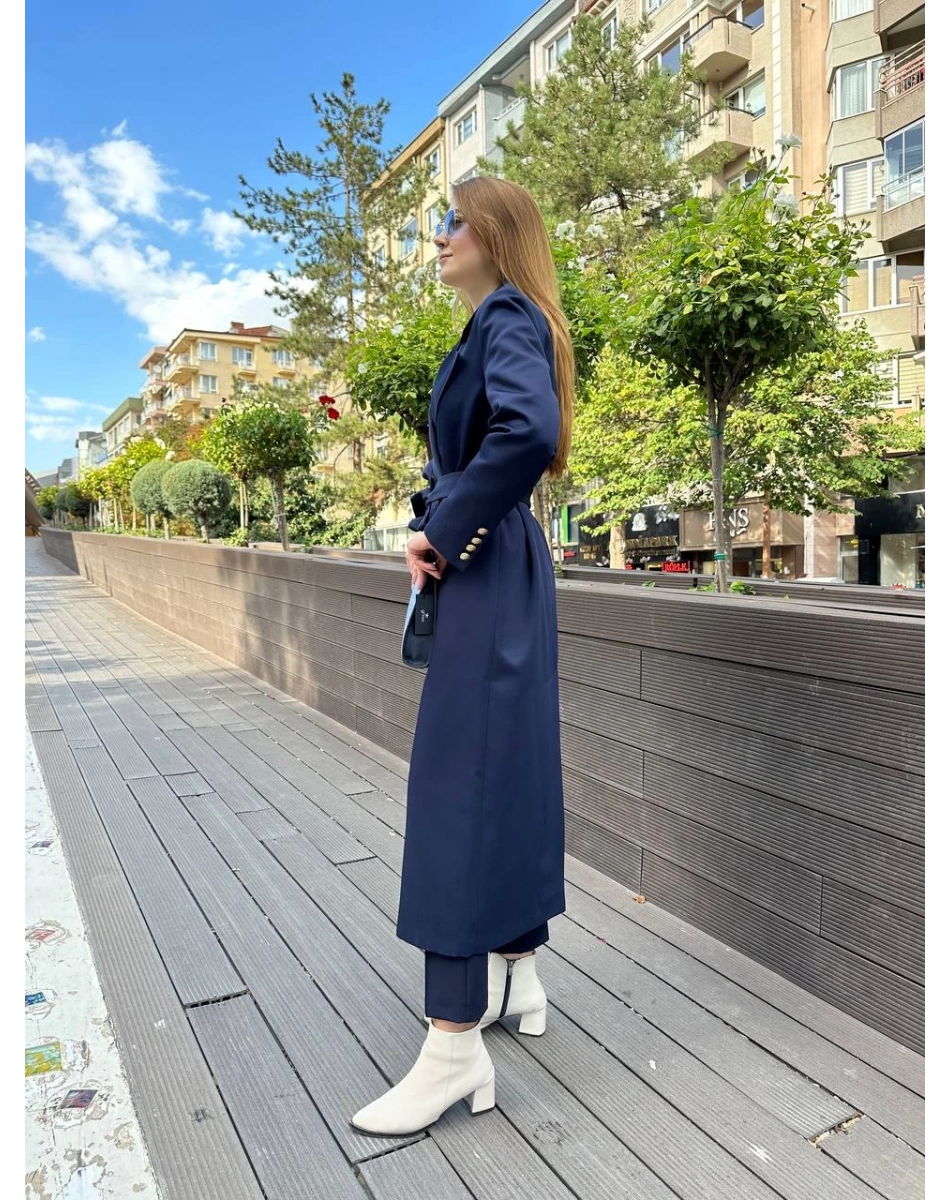 Missemramiss T4551 Lacivert Rosa Blazer Trençkot